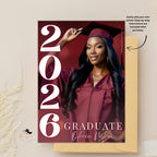 Digital College Graduation Announcement Invitation, Maroon Senior Grad Party Invite 2026, Female High School Graduation Editable Template
