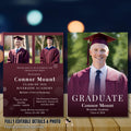 Digital Men Graduation Announcement 2026 Invitation, Maroon Senior Grad Party Invite with photo, Burgundy High School Graduation Template
