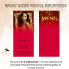 Editable Birthday Dinner Menu Red Gold Retirement Party Menu with photo, Elegant Brunch Menu Printable, Any Formal Event Menu Card Template