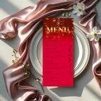 Editable Birthday Dinner Menu Red Gold Retirement Party Menu with photo, Elegant Brunch Menu Printable, Any Formal Event Menu Card Template