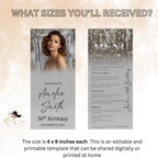 Editable Birthday Dinner Menu Silver Retirement Party Menu with photo, Elegant Brunch Menu Printable, Any Formal Event Menu Card Template