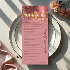 Editable Birthday Dinner Menu Pink Gold Retirement Party Menu with photo, Elegant Woman Brunch Menu Printable Sweet 16 Menu Card Template