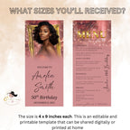 Editable Birthday Dinner Menu Pink Gold Retirement Party Menu with photo, Elegant Woman Brunch Menu Printable Sweet 16 Menu Card Template