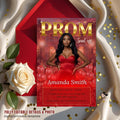 Digital Prom Send Off Invitation Red Gold Prom Party with photo invite Editable Woman Prom Night Celebration Hollywood Theme Template, PRM01