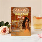 Editable Prom Send Off Party Invitation Orange Woman Prom Night with photo invite, Digital Glam Hollywood Theme Celebration Template, PRM09