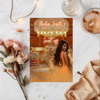 Editable Prom Send Off Party Invitation Orange Woman Prom Night with photo invite, Digital Glam Hollywood Theme Celebration Template, PRM09