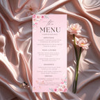 Pink Floral Menu Template, Elegant Sweet 16 Party Menu, Printable (Digital Download)