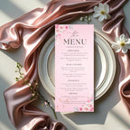 Pink Floral Menu Template, Elegant Sweet 16 Party Menu, Printable (Digital Download)