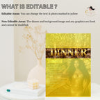 Editable Birthday Dinner Invitation Brown Gold Luxury Dinner Invite with photo, Woman Retirement Party, Shades of Melanin Digital Template