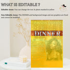 Digital Birthday Dinner Invitation Orange Silver Luxury Dinner Invite with photo, Editable Woman Birthday Invite, Retirement Party Template