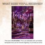 Date Night Invitation Couple Dinner Date Invite, Romantic Lovers Valentines Day Brunch, Purple Gold Couple Night Out Anniversary Template