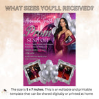 Digital Prom Send Off Party Invitation Purple Silver Woman Prom Night with photo invite, Elegant Senior Ball and Junior Prom Template, PRM08