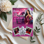 Digital Prom Send Off Party Invitation Purple Silver Woman Prom Night with photo invite, Elegant Senior Ball and Junior Prom Template, PRM08