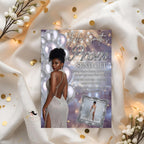 Editable Prom Send Off Party Invitation White Silver Woman Prom Night with photo invite, Digital Hollywood Theme Celebration Template, PRM14