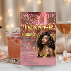 Digital Birthday Dinner Invitation Pink Gold Luxury Dinner Invite with photo Editable Woman Birthday Invite Classy Retirement Party Template