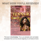 Digital Birthday Dinner Invitation Pink Gold Luxury Dinner Invite with photo Editable Woman Birthday Invite Classy Retirement Party Template