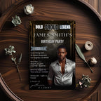 Editable Men Birthday Invitation Black Gold Male Birthday Dinner Invite with photo, Digital Whiskey Invite, Men's Retirement Party Template