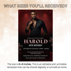 Editable Men Birthday Invitation Red Black Male Birthday Dinner Invite with photo, Digital Whiskey Invite, Men's Retirement Party Template