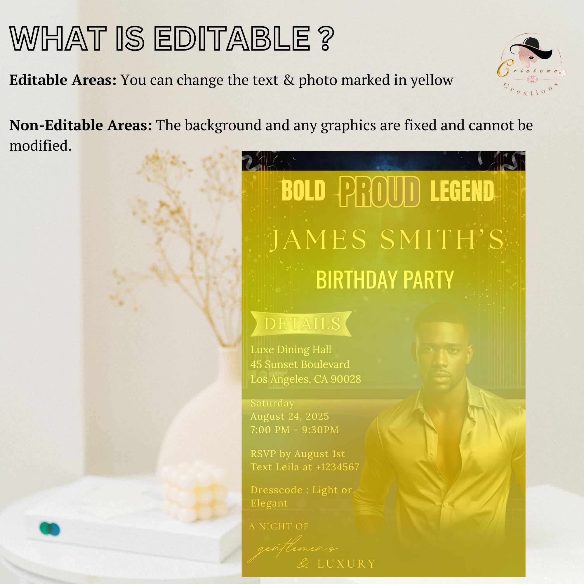Digital Men Birthday Invitation Blue Silver Male Birthday Dinner Invite with photo, Editable Whiskey Invite, Men's Retirement Party Template