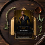 Digital Men Birthday Invitation Black Gold Male Birthday Dinner Invite with photo, Editable Whiskey Invite, Men's Retirement Party Template