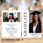 Digital College Graduation Announcement 2026, Senior Grad Party Invite with photo, Modern Graduation Day, High School Graduation Template