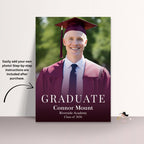Digital Men Graduation Announcement 2026 Invitation, Maroon Senior Grad Party Invite with photo, Burgundy High School Graduation Template