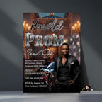 Prom Send Off Party Invitation, Black Silver Men Prom Night with photo invite, Editable Senior Ball and Junior Prom Hollywood Theme Template