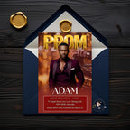 Prom Send Off Party Invitation, Maroon Men Prom Night with photo invite, Editable Senior Ball and Junior Prom Teen Boy Burgundy Template
