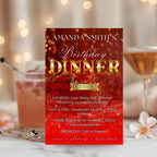 Digital Birthday Dinner Invitation, Red Gold Retirement Dinner Party Invite, Elegant Woman Dinner invite, Classy Surprise Dinner Template