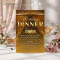 Editable Birthday Dinner Invitation, Black Gold Retirement Dinner Party Invite, Elegant Woman Dinner invite, Classy Surprise Dinner Template