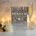 Digital Birthday Dinner Invitation, White Silver Retirement Dinner Party Invite Elegant Woman Dinner invite, Classy Surprise Dinner Template