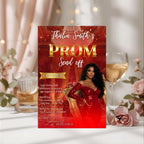 Editable Prom Send Off Invitation Red Gold Prom Party with photo invite Digital Woman Prom Night Celebration Hollywood Theme Template, PRM04