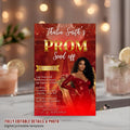 Editable Prom Send Off Invitation Red Gold Prom Party with photo invite Digital Woman Prom Night Celebration Hollywood Theme Template, PRM04