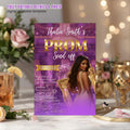 Editable Prom Send Off Party Invitation Purple Gold Woman Prom Night with photo invite, Digital Hollywood Theme Celebration Template, PRM08