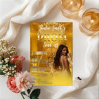 Digital Prom Send Off Party Invitation Yellow Gold Woman Prom Night with photo invite, Editable Hollywood Theme Celebration Template, PRM11