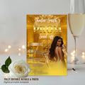 Digital Prom Send Off Party Invitation Yellow Gold Woman Prom Night with photo invite, Editable Hollywood Theme Celebration Template, PRM11