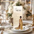 Editable Birthday Dinner Menu Card White Gold Party Menu with photo, Elegant Retirement Menu, Graduation Menu Template, Printable Food Menu