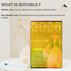 Digital Graduation Announcement 2026 Invitation Pink Black Senior Graduation invite with photo, Woman College Graduation Party Template