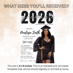 Graduation Party Invitation 2026, Digital Woman Senior Graduation invite with photo, Editable Men College Graduation Announcement Template