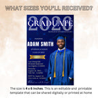 Men Graduation Announcement 2026 Invitation Navy Blue Senior Grad Party Invite with photo Digital College Graduation Day, He DID it Template