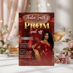 Digital Prom Send Off Party Invitation Maroon Woman Prom Night with photo invite, Editable Senior Ball and Junior Prom Template, PRM13