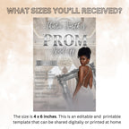 Editable Prom Send Off Party Invitation White Silver Woman Prom Night with photo invite, Digital Senior Ball and Junior Prom Template, PRM14