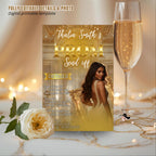 Editable Prom Send Off Party Invitation White Gold Woman Prom Night with photo invite, Digital Senior Ball and Junior Prom Template, PRM15