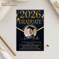 Digital Graduation Party Invitation Men 2026 Senior Graduates Invite with photo, College Graduation Day Announcement, He DID it Template
