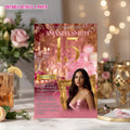 Editable 15th Birthday Invitation with photo Rose Gold Pink Floral Quinceañera Invite, Digital Sweet 15 Dinner Party Template for Teen Girl