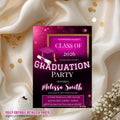Digital Graduation Party Invitation Pink Black Class of 2026 Senior Graduation Dinner invite, Elegant College Graduate Announcement Template