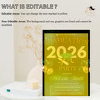 Graduation Announcement Invitation Green Black Class of 2026 Senior Grad Dinner invite, Men Woman  College Graduates Party Editable Template