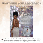 Editable Prom Send Off Party Invitation White Silver Woman Prom Night with photo invite, Digital Hollywood Theme Celebration Template, PRM14