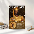 Men Graduation Announcement 2026 Invitation Black gold Senior Graduation Party Invite with photo, College Graduates Magazine Cover Template