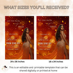 Prom Send Off Party Sign Orange Gold Welcome Sign with photo, Junior and Senior Ball Poster Sign, Woman Birthday Dinner Sign Template, PRM09